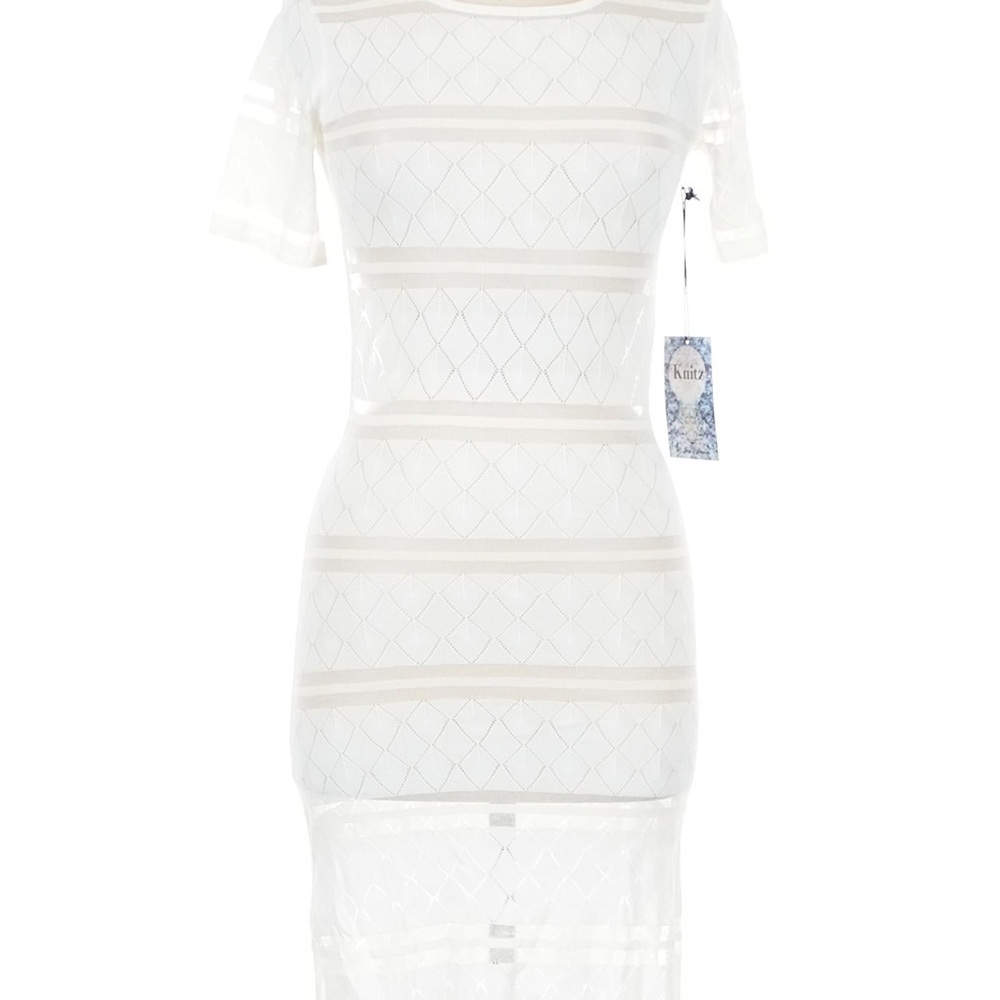 Knitz For Love & Lemons Joni White Dress M Boutique NWT New Cut Outs 2026 SALE - Picture 2 of 9